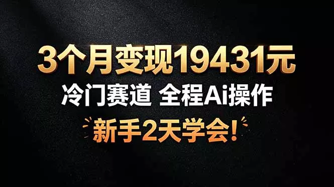 3个月变现19431元，冷门赛道 全程Ai操作，新手2天学会！ - 52网创-52网创