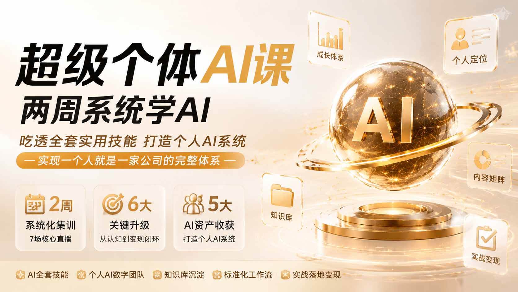 （19827期）超级个体AI课两周系统学AI；吃透全套实用技能打造个人AI系统，实现一个人就是一家公司的完整体系 - 52网创-52网创