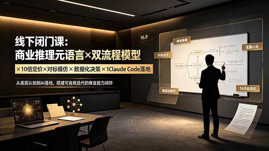 （19381期）线下闭门课：商业推理元语言×双流程模型×10倍定价×对标模仿×数据化决策×Claude Code落地，击穿认知盲区 - 52网创-52网创