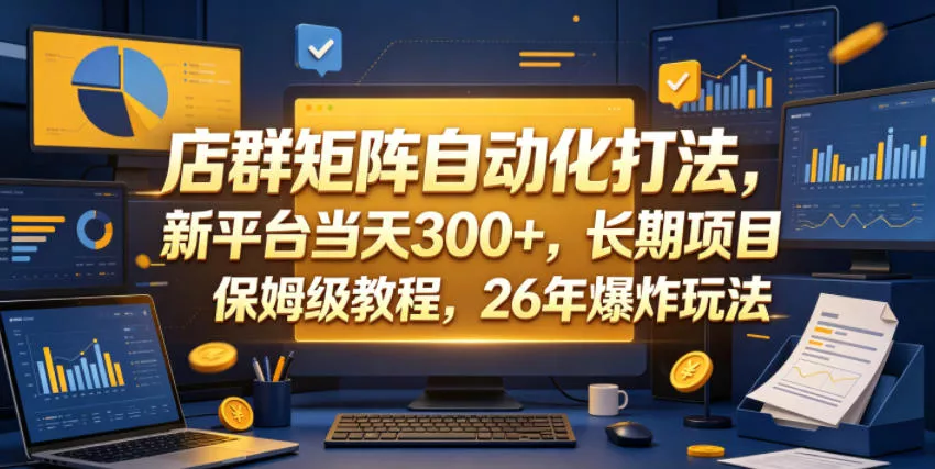 店群矩阵自动化打法，新平台当天300+，长期项目，保姆级教程，26年爆炸玩法【揭秘】 - 52网创-52网创