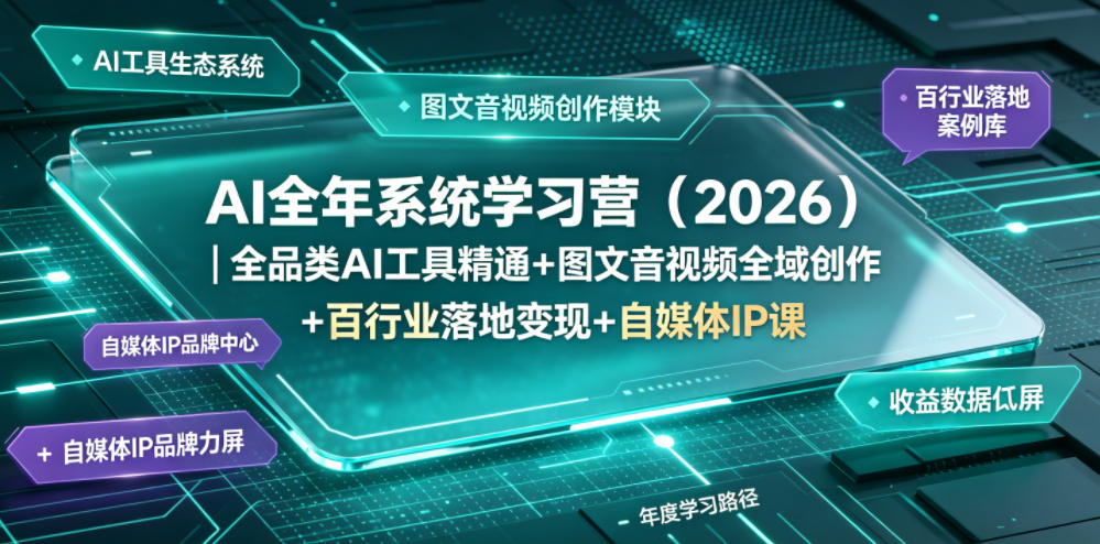 AI全年系统学习营（2026）｜全品类AI工具精通+图文音视频全域创作+百行业落地变现+自媒体IP打造年度进阶大课 - 52网创-52网创