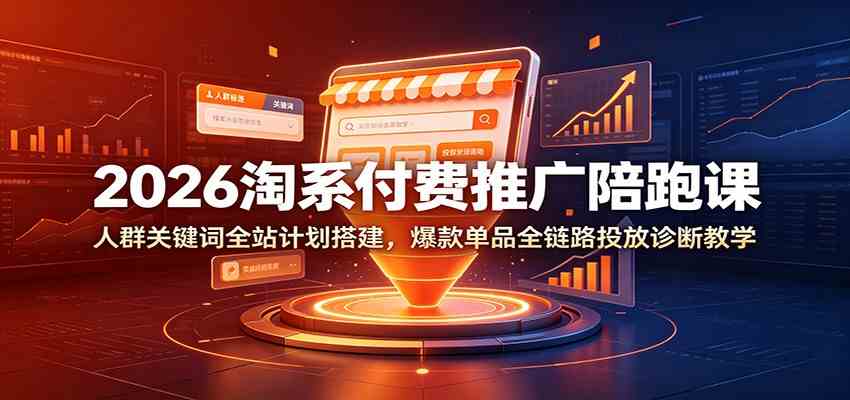 2026淘系付费推广陪跑课：人群关键词全站计划搭建，爆款单品全链路投放诊断教学 - 52网创-52网创