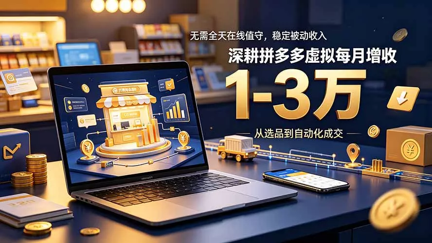 无需全天在线值守，稳定被动收入，深耕拼多多虚拟每月增收 1-3 万 - 52网创-52网创