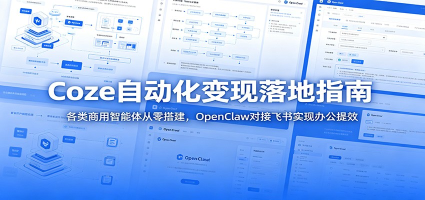 Coze自动化变现落地指南：各类商用智能体从零搭建，OpenClaw对接飞书实现办公提效-52网创