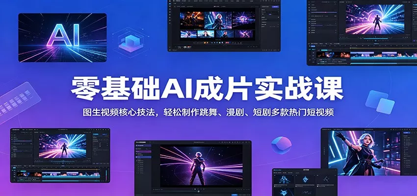 零基础AI成片实战课：图生视频核心技法，轻松制作跳舞、漫剧、短剧多款热门短视频 - 52网创-52网创