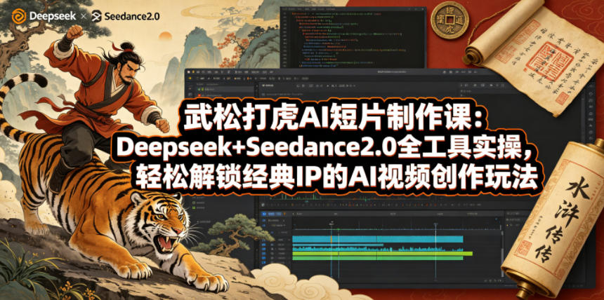 武松打虎AI短片制作课：Deepseek+Seedance2.0全工具实操，轻松解锁经典IP的AI视频创作玩法 - 52网创-52网创