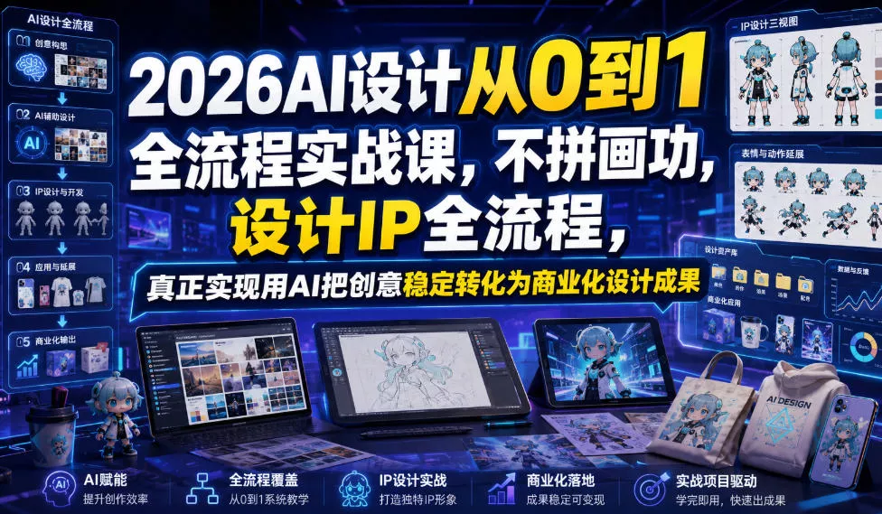 2026AI设计从0到1全流程实战课，不拼画功，设计IP全流程，真正实现用AI把创意稳定转化为商业化设计成果 - 52网创-52网创