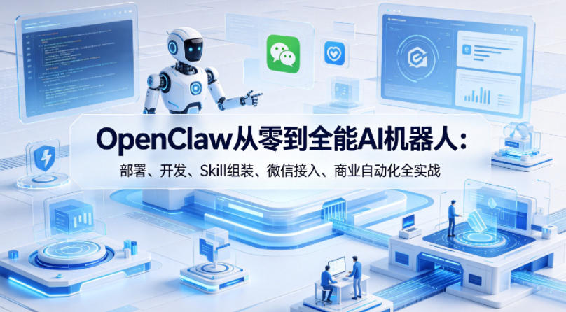 OpenClaw从零到全能AI机器人：部署、开发、Skill组装、微信接入、商业自动化全实战 - 52网创-52网创