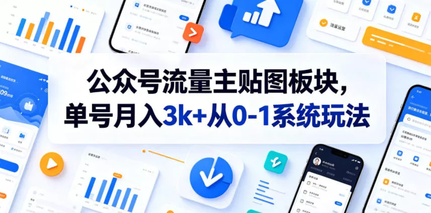 公众号流量主贴图板块，单号月入3k+从0-1系统玩法 - 52网创-52网创