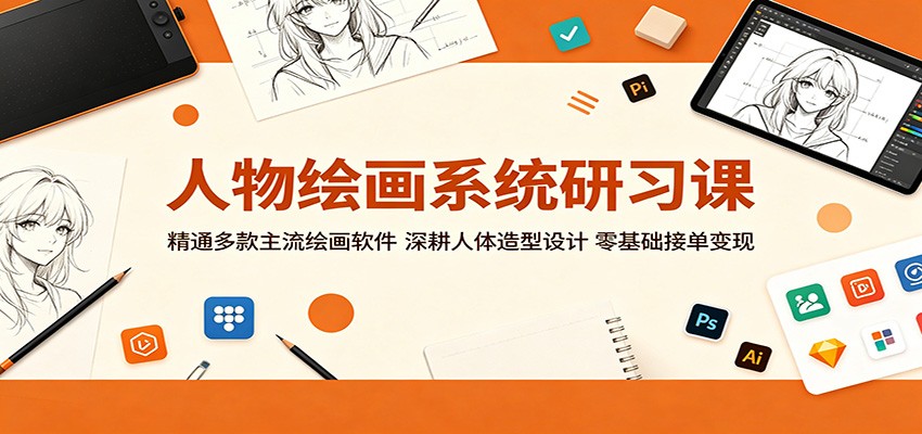 人物绘画系统研习课：精通多款主流绘画软件，深耕人体造型设计，零基础接单变现 - 52网创-52网创