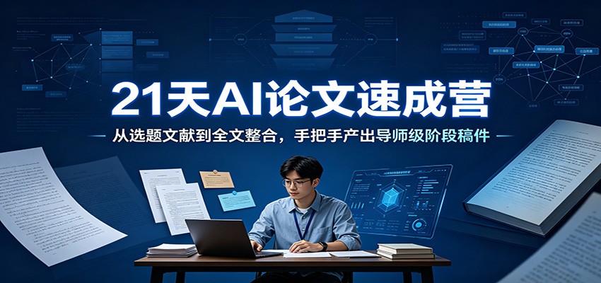 21天AI论文速成营：从选题文献到全文整合，手把手产出导师级阶段稿件-52网创