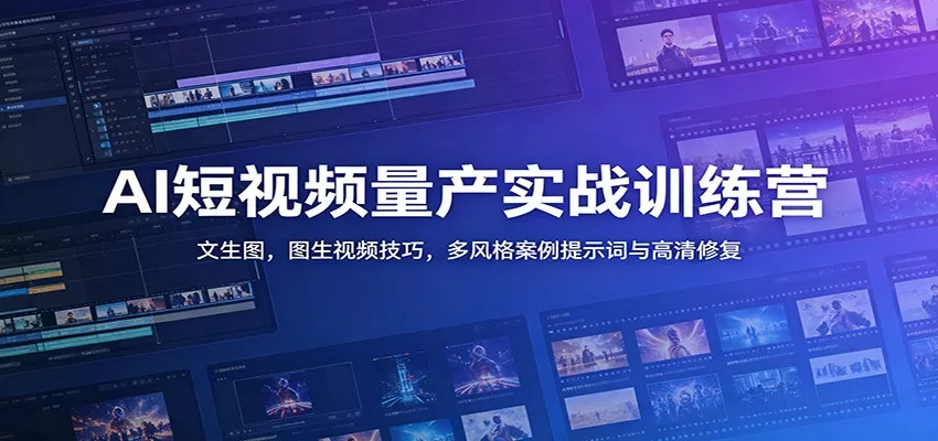 AI短视频量产实战训练营：文生图，图生视频技巧，多风格案例提示词与高清修复-52网创