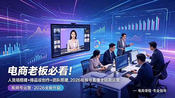 （18845期）电商老板必看！人货场搭建+排品设计+素材创作+团队搭建，2026视频号直播全链路运营 - 52网创-52网创
