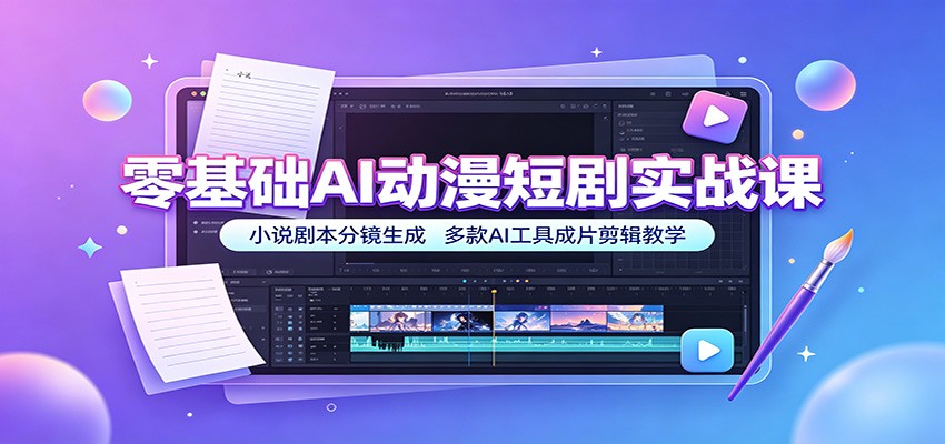 零基础AI动漫短剧实战课：小说剧本分镜生成，多款AI工具成片剪辑教学 - 52网创-52网创