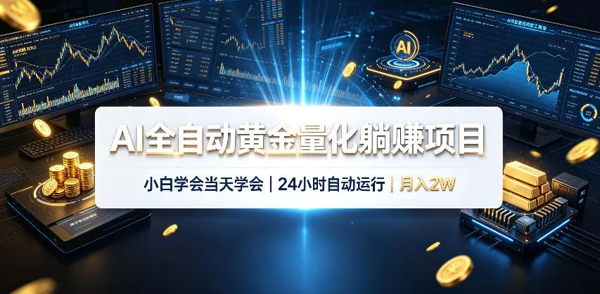 AI全自动黄金量化躺賺项目，24小时自动运行，月入2W！ - 52网创-52网创