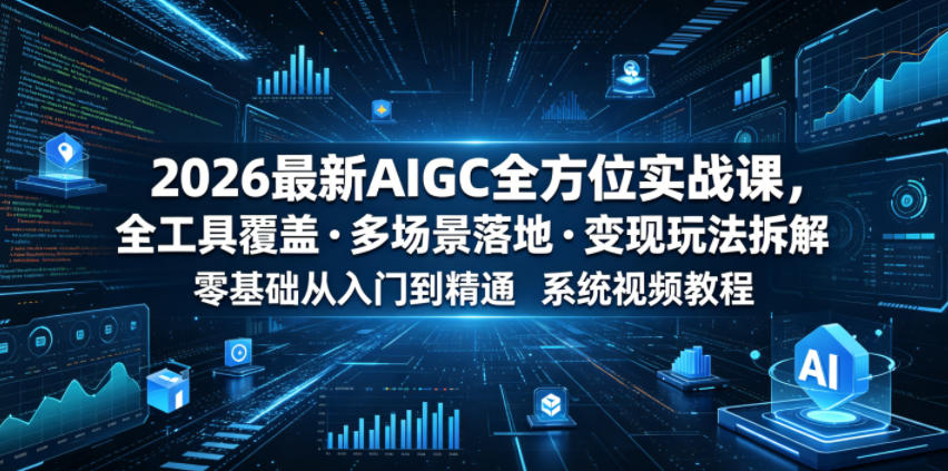 2026最新AIGC全方位实战课，全工具覆盖・多场景落地・变现玩法拆解，零基础从入门到精通系统视频教程 - 52网创-52网创