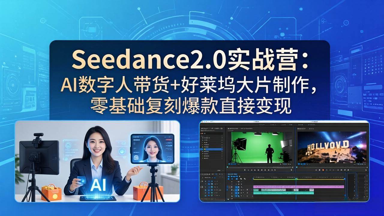 （18238期）Seedance2.0实战营：AI数字人带货+好莱坞大片制作，零基础复刻爆款直接变现 - 52网创-52网创