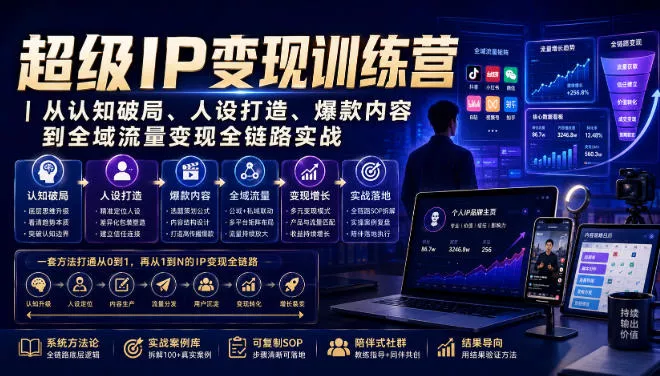 超级IP变现训练营｜从认知破局、人设打造、爆款内容到全域流量变现全链路实战-52网创