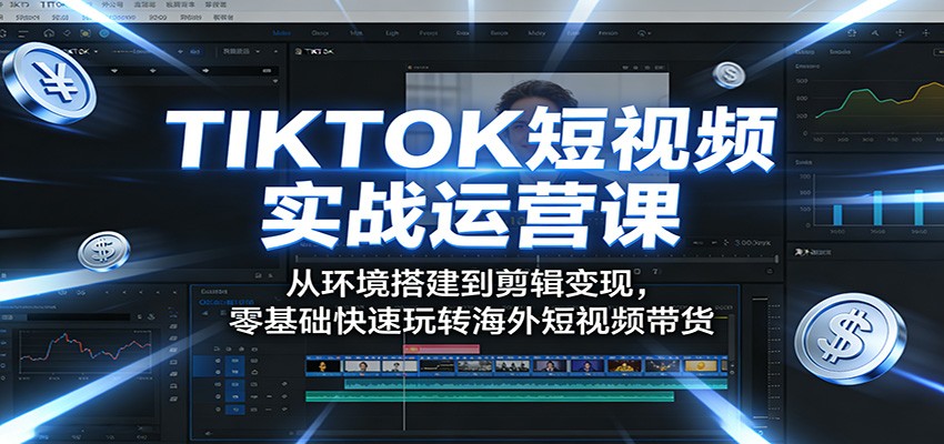 TIKTOK短视频实战运营课：从环境搭建到剪辑变现，零基础快速玩转海外短视频带货-52网创