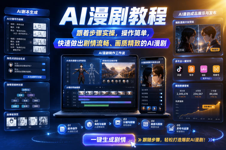 AI漫剧教程，跟着步骤实操，操作简单，快速做出剧情流畅、画质精致的AI漫剧 - 52网创-52网创