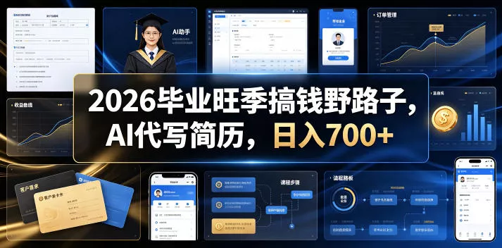 2026毕业旺季搞钱野路子,AI代写简历,日入700+【揭秘】-52网创
