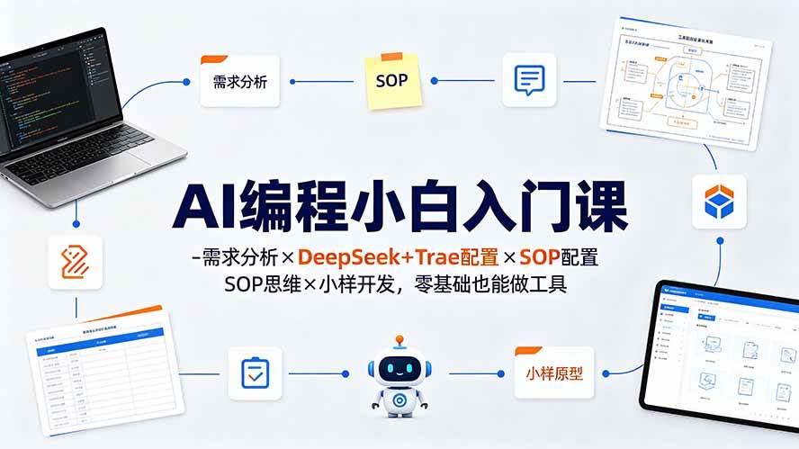 （19539期）AI编程小白入门课-需求分析×DeepSeek+Trae配置×SOP思维×小样开发，零基础也能做工具 - 52网创-52网创