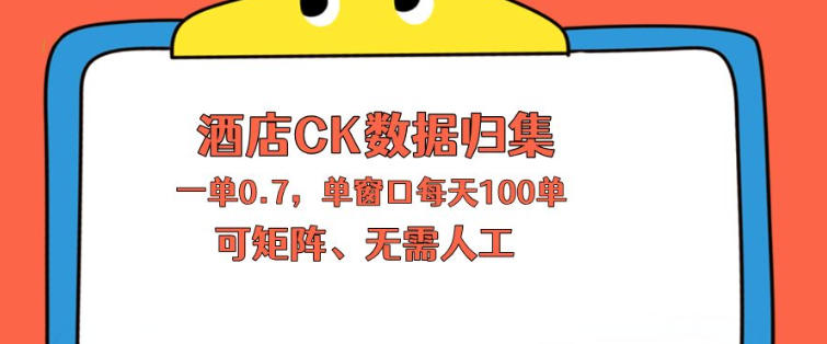 上班也能玩的酒店CK数据归集，一单0.7单窗口每天可做100单，一个人就能矩阵操作【揭秘】 - 52网创-52网创