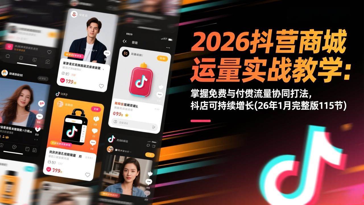 （17165期）2026抖音商城运营实战教学：掌握免费与付费流量协同打法，抖店可持续增长(26年1月完整版115节)-52网创