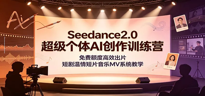 Seedance2.0超级个体AI创作训练营：免费额度高效出片，短剧温情短片音乐MV系统教学 - 52网创-52网创