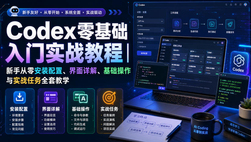 Codex零基础入门实战教程｜新手从零安装配置、界面详解、基础操作与实战任务全套教学 - 52网创-52网创