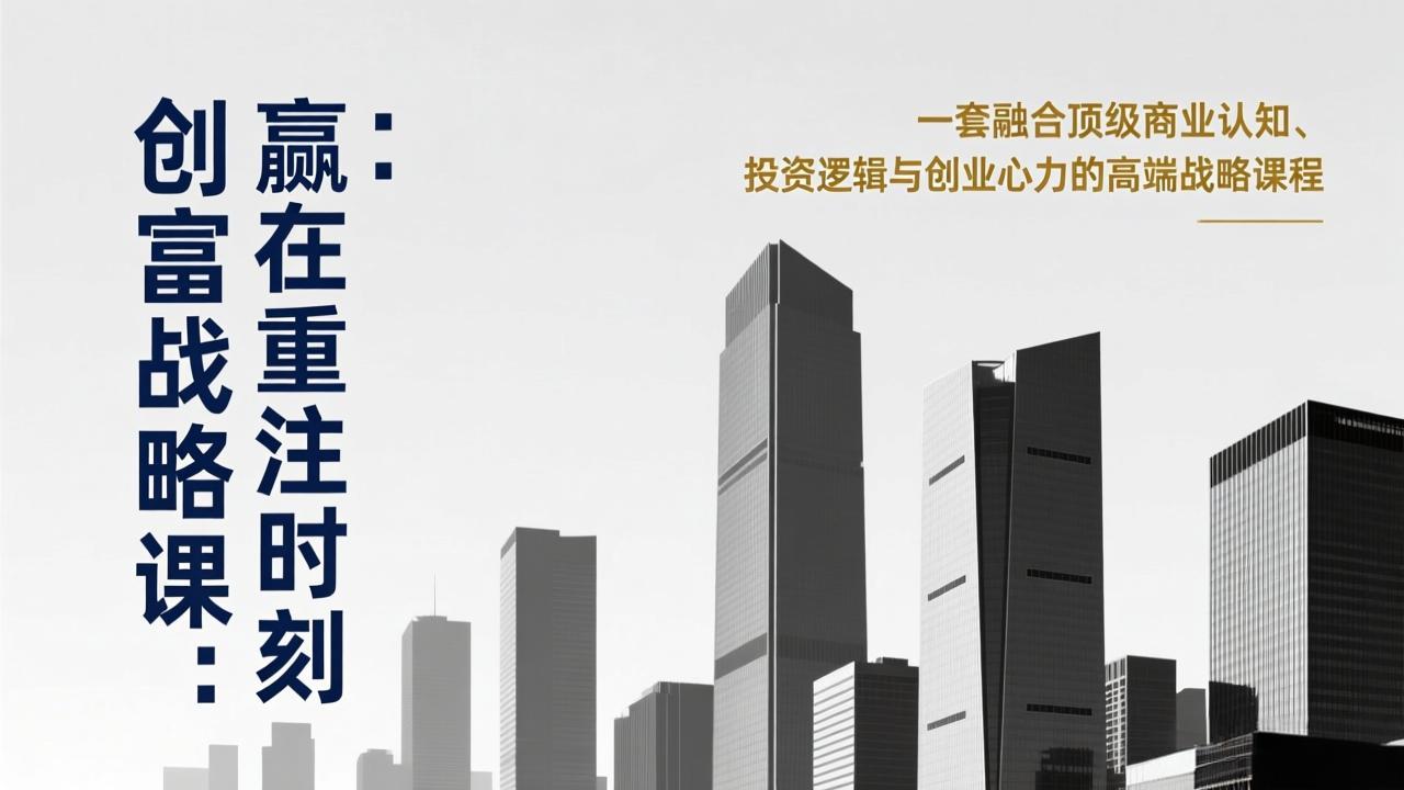 《创富战略课：赢在重注时刻》一套融合顶级商业认知、投资逻辑与创业心力的高端战略课程-52网创