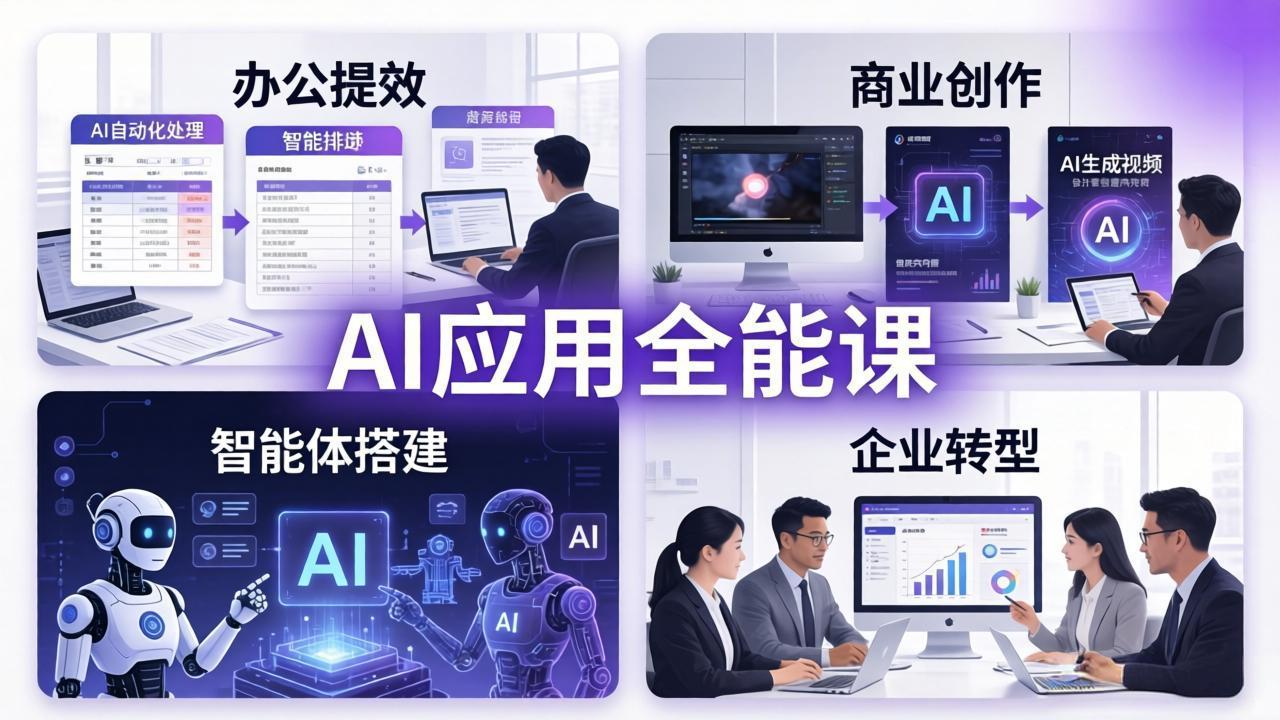 AIGC 应用全能课：办公提效、商业创作、智能体搭建、企业转型，一站式学会AI应用 - 52网创-52网创