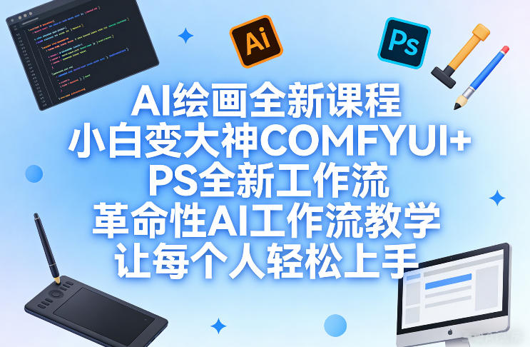 AI绘画全新课程，小白变大神COMFYUI+PS全新工作流，革命性AI工作流教学，让每个人轻松上手 - 52网创-52网创