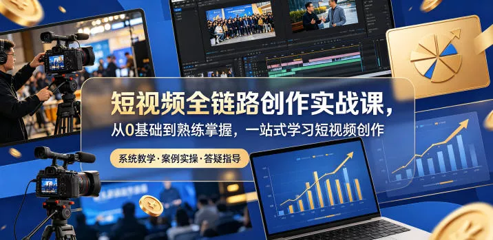 短视频全链路创作实战课，从0基础到熟练掌握，一站式学习短视频创作 - 52网创-52网创