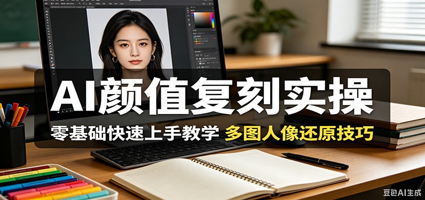 AI颜值复刻实操，零基础快速上手教学，多图人像还原技巧-52网创