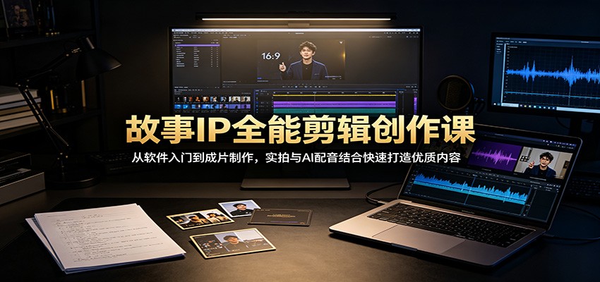 故事IP全能剪辑创作课：从软件入门到成片制作，实拍与AI配音结合快速打造优质内容 - 52网创-52网创