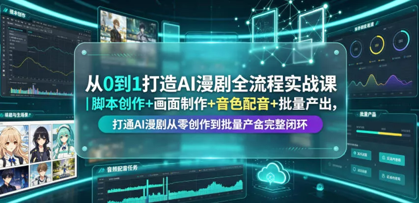 从0到1打造AI漫剧全流程实战课｜脚本创作+画面制作+音色配音+批量产出，打通AI漫剧从零创作到批量量产完整闭环 - 52网创-52网创