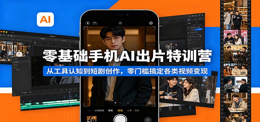 零基础手机AI出片特训营：从工具认知到短剧创作，零门槛搞定各类视频变现 - 52网创-52网创