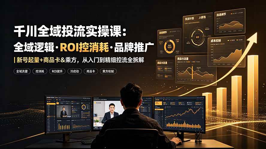 （19249期）千川全域投流实操课：全域逻辑·ROI控消耗·品牌推广｜新号起量+商品卡&乘方，从入门到精细控流全拆解 - 52网创-52网创