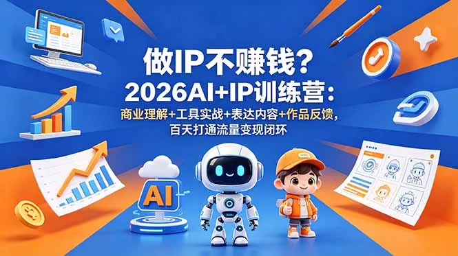 做IP不赚钱？2026AI+IP训练营：商业理解+工具实战+表达内容+作品反馈，百天打通流量变现闭环-52网创