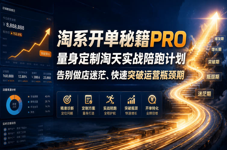 淘系开单秘籍PRO，量身定制淘天实战陪跑计划，告别做店迷茫、快速突破运营瓶颈期（2026年6月22日）-52网创