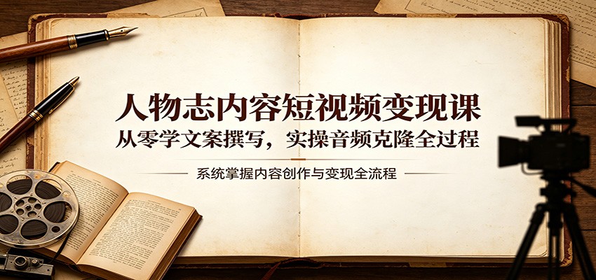 人物志内容短视频变现课：从零学文案撰写，实操音频克隆全过程-52网创
