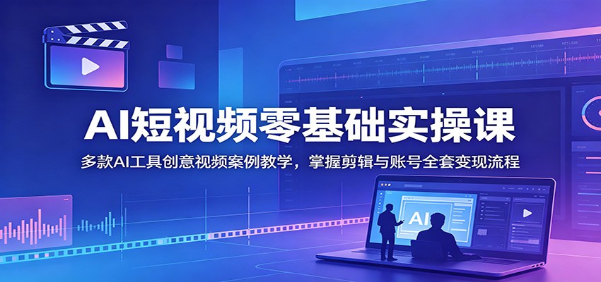 AI短视频零基础实操课：多款AI工具创意视频案例教学，掌握剪辑与账号全套变现流程 - 52网创-52网创