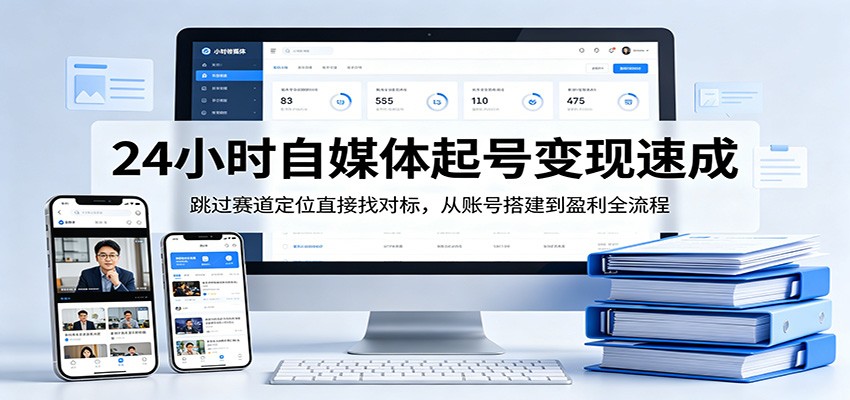 24小时自媒体起号变现速成，跳过赛道定位直接找对标，从账号搭建到盈利全流程 - 52网创-52网创