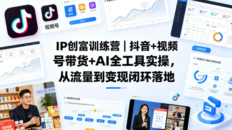 IP创富训练营｜抖音+视频号带货+AI全工具实操，从流量到变现闭环落地 - 52网创-52网创