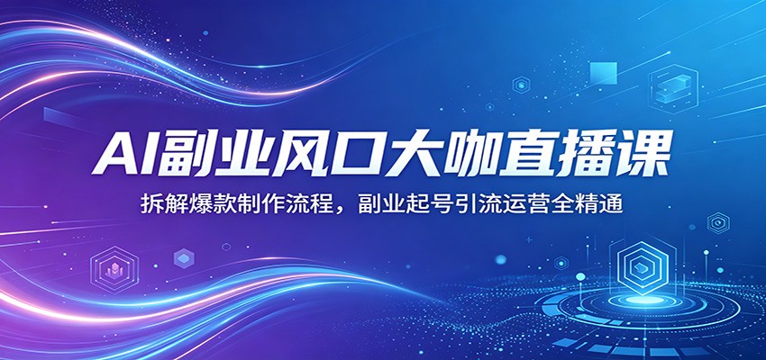 AI副业风口大咖直播课：拆解爆款制作流程，副业起号引流运营全精通 - 52网创-52网创