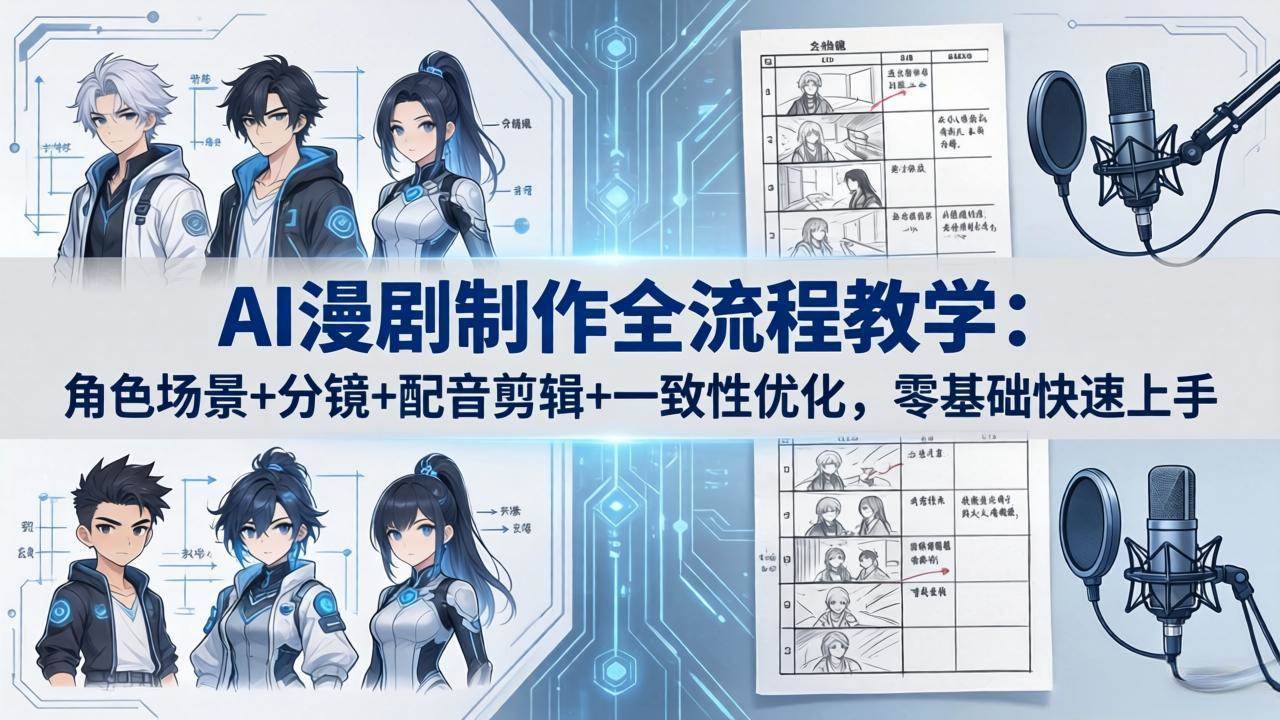 （18090期）AI漫剧制作全流程教学：角色场景+分镜+配音剪辑+一致性优化，零基础快速上手 - 52网创-52网创