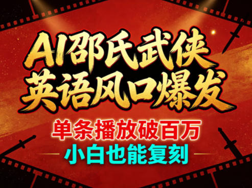 AI邵氏武侠英语风口爆发，单条播放破百万，小白也能复刻-52网创