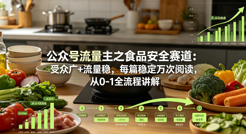 公众号流量主之食品安全赛道，受众广+流量稳，每篇作品稳定万次阅读，从0-1全流程讲解 - 52网创-52网创