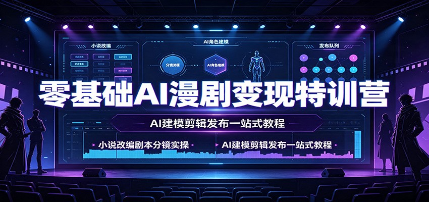 零基础AI漫剧变现特训营:小说改编剧本分镜实操,AI建模剪辑发布一站式教程-52网创